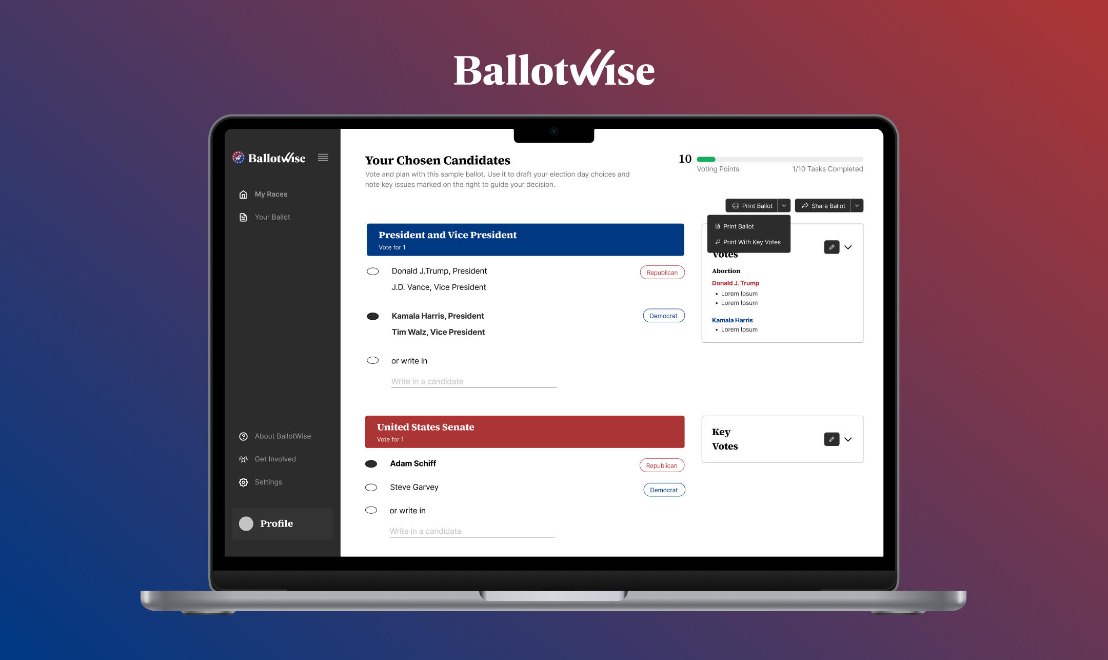 BallotWise on Desktop